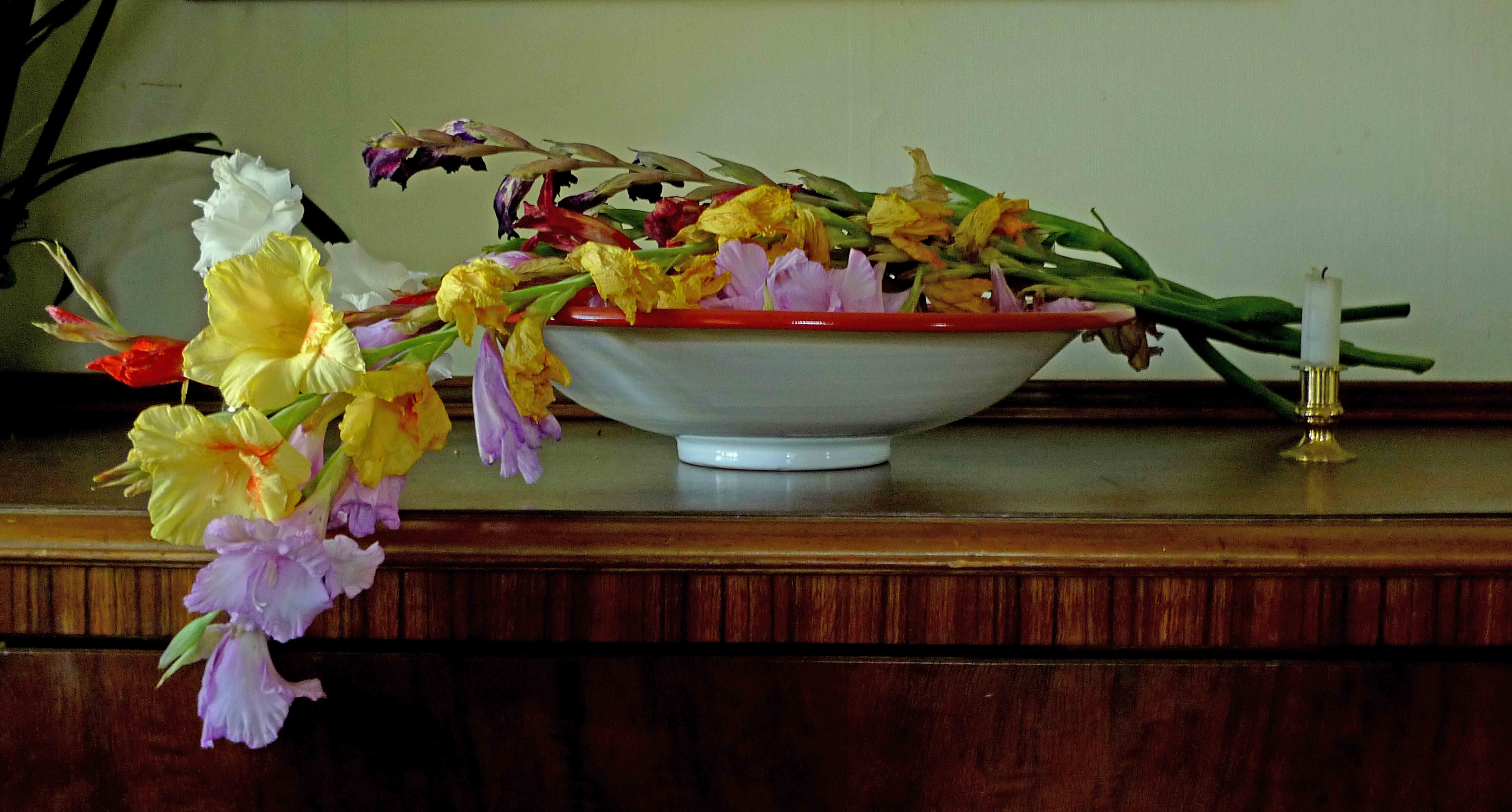 Tunisian Bowl with Gladiolus